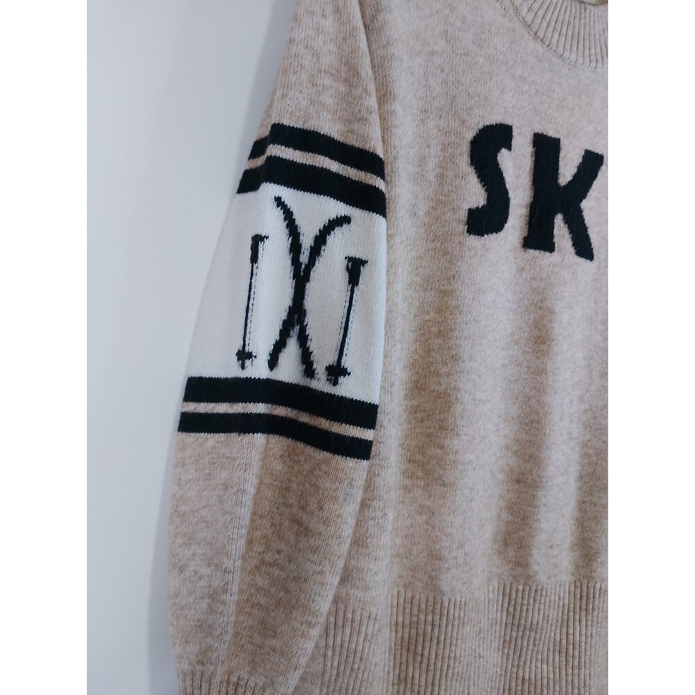 Lou & Grey SKI Sweater Womens Small S Tan Mock Neck Cable Knit Winter Apres - Picture 2 of 7